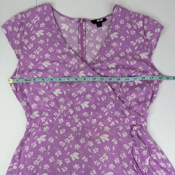 J.Crew Women's Purple Floral Ruffle V-Neck Designer Summer Party Dress‎ 4/C36 - Picture 10 of 14